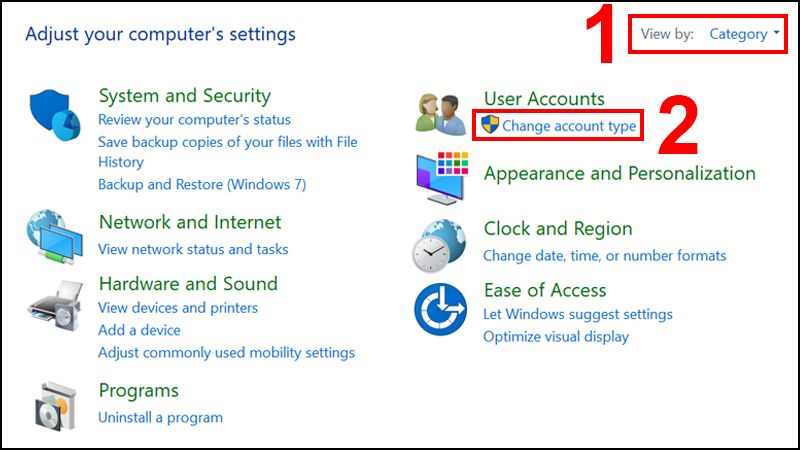 Các loại tài khoản người dùng trong Windows