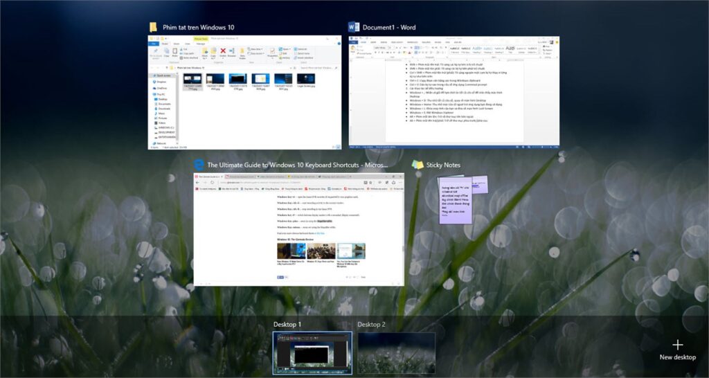 Các phím tắt phổ biến trên màn hình nền của Windows