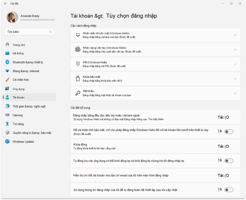 Các phương thức đăng nhập chính trong Windows