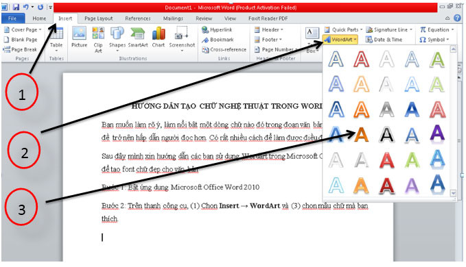 Cách tạo chữ nghệ thuật WordArt trong Word