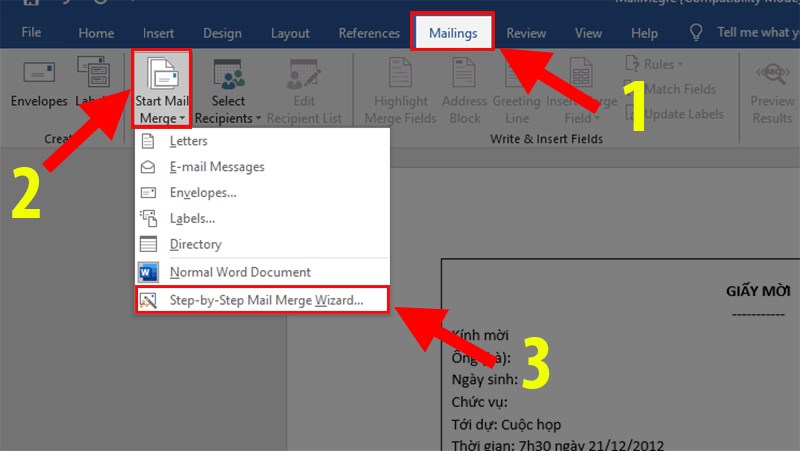 Cách trộn thư trong Word để gửi hàng loạt