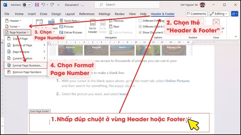 Cách chèn số trang la mã và số thường trong Word