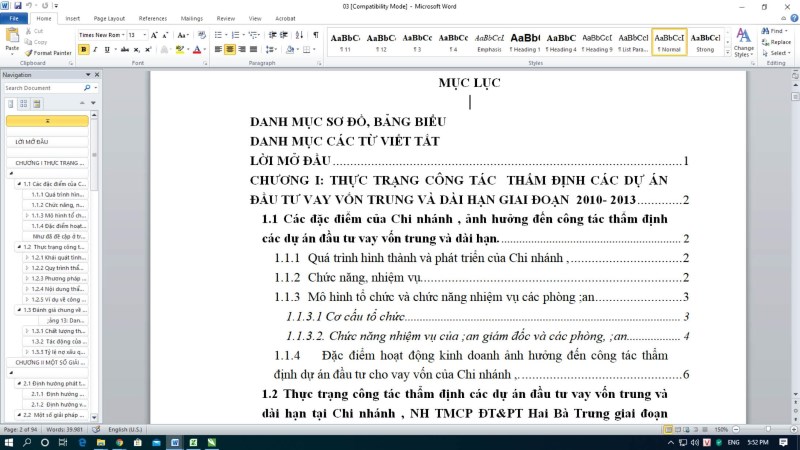 Những lưu ý khi tạo mục lục tự động